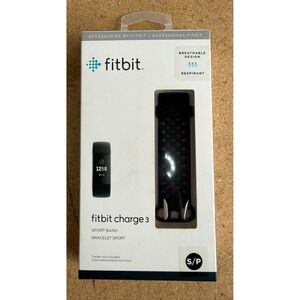 NEW Fitbit Charge 3 4 S/P Sport Band Breathable (Black) GENUINE in box